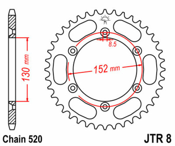 Standardní zadním sprockem JT Sprock 8 - 520 JTR8.48