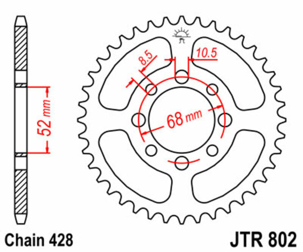 Standardní ocelový standard JT Sprock zadním Sprock 802 - 428 JTR802.34