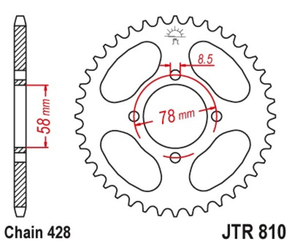 JT Sprock's Steel Standard Rear Sprock 810 - 428 JTR810.46