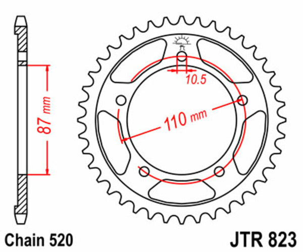 Standardní zadním sprockem JT Sprock 823 - 520 JTR823.46