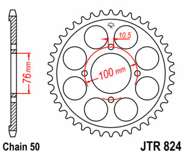 Standardní ocelový standard JT Sprock zadním sprockem 824 - 530 JTR824.40