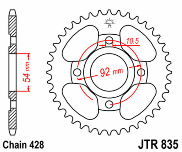 Standardní ocelový standard JT Sprock zadním Sprock 835 - 428 JTR835.45