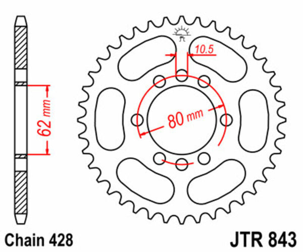 Standardní ocelový standard JT Sprock 843 - 428 JTR843.50