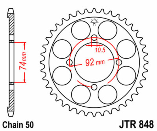 Standardní zadním sprockem JT Sprock 848 - 530 JTR848.39