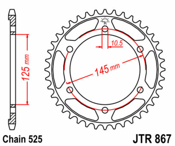 Standardní ocelový standard JT Sprock 867 - 525 JTR867.44