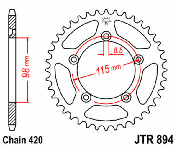Standardní ocelový standard JT Sprock zadním Sprock 894 - 420 JTR894.50