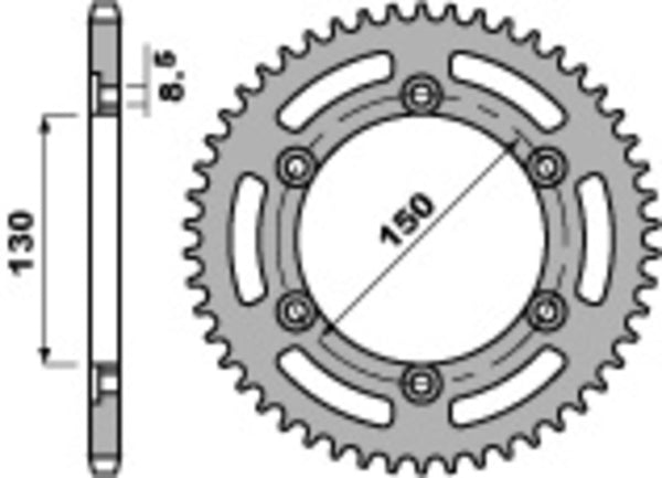 Standardní PBR Standard C45 Ocelové zadní řetězové kolo 245 - 520 245 41 C45