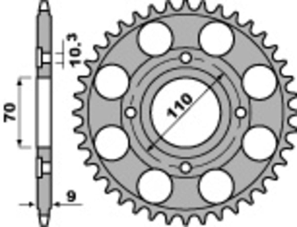 Standardní PBR Standard C45 Oceel Zadní SPROCK 247 - 520 247 36 C45