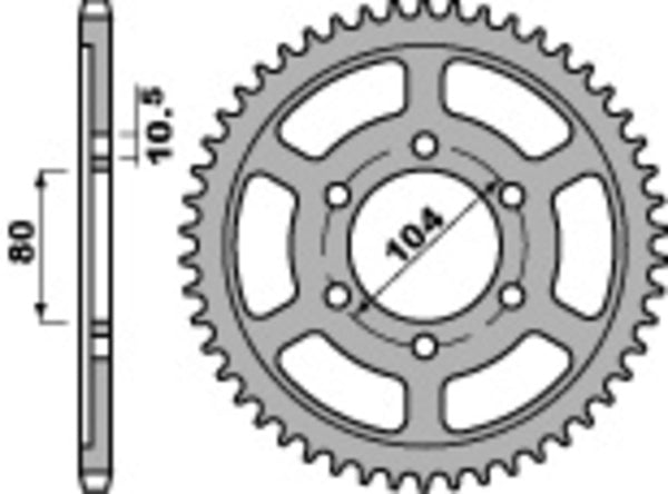 Standardní PBR Standard C45 Oceel Zadní SPROCK 4359 - 525 4359 43 C45