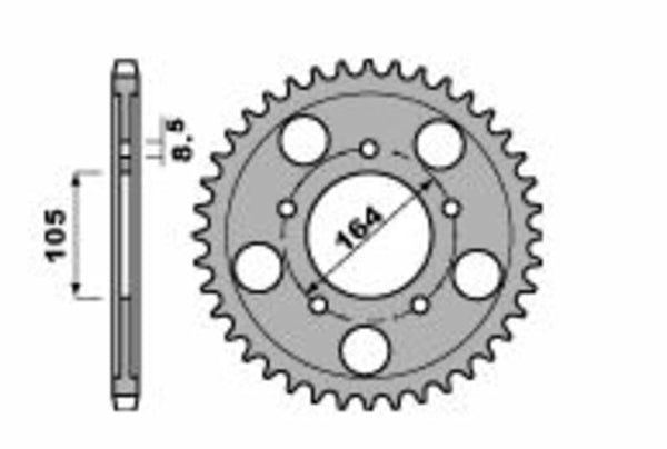 Standardní PBR Standard C45 Oceel Zadní SPROCK 4557 - 525 4557 48 C45