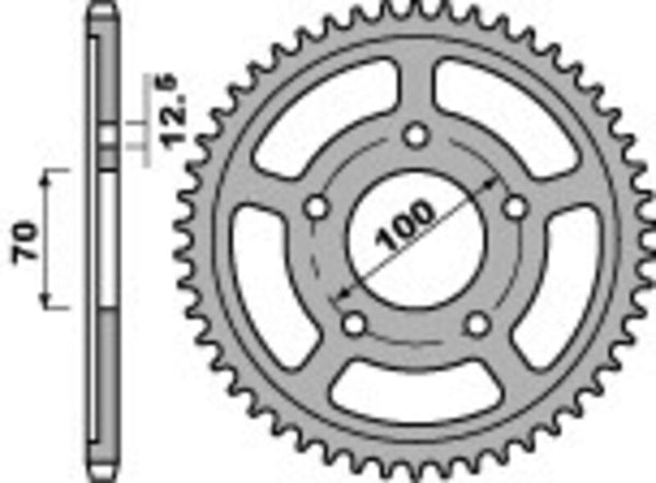 Standardní PBR Standard C45 Oceel Zadní SPROCK 4646 - 525 4646 45 C45
