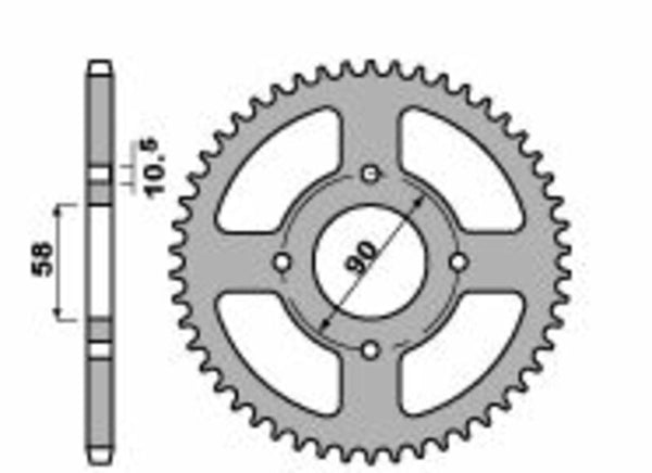 Standardní PBR Standard C45 Oceel Zadní SPROCK 4668 - 520 4668 45 C45