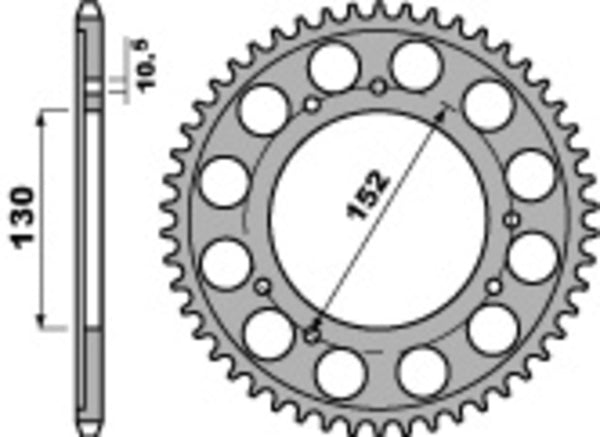 PBR Standard C45 Steel rear Sprock 713 - 530 713 46 C45