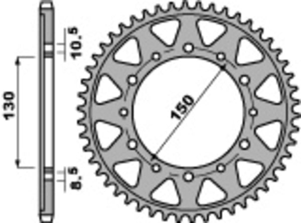 PBR Standard C45 Steel rear Sprocket 860 - 530 860 40 C45