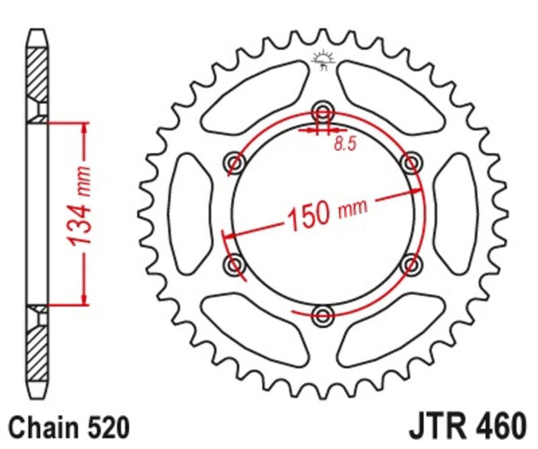 JT Sprock's Steel Self -Cleaning Reaar Sprock 460 - 520 JTR460.49SC