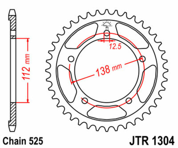 Standardní zadním sprockem JT Sprock 1304 - 525 JTR1304.44