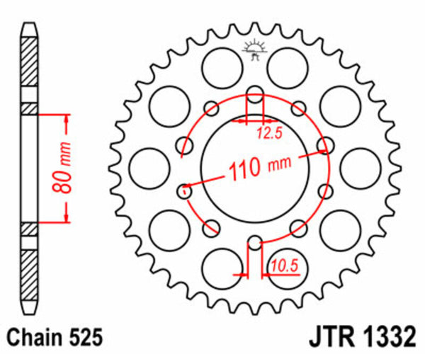 JT Sprock's Steel Standard Rear Sprock 1332 - 525 JTR1332.45