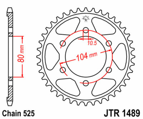 Standardní ocelový standard JT Sprocka 1489 - 525 JTR1489.42