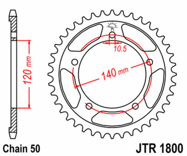 Standardní ocelový standard JT Sprock zadní Sprock 1800 - 530 JTR1800.42