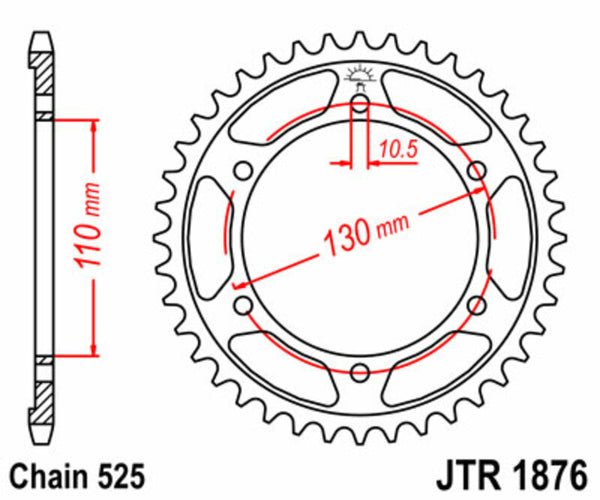 Standardní ocelový standard JT Sprock zadní Sprock 1876 - 525 JTR1876.45