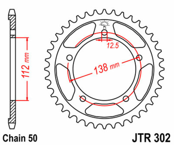Standardní ocelový standard JT Sprock zadním Sprock 302 - 530 JTR302.44