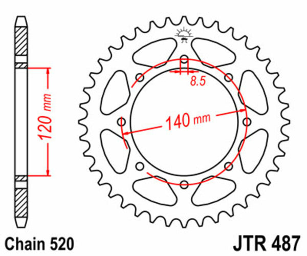 Standardní ocelový standard JT Sprock 487 - 520 JTR487.44