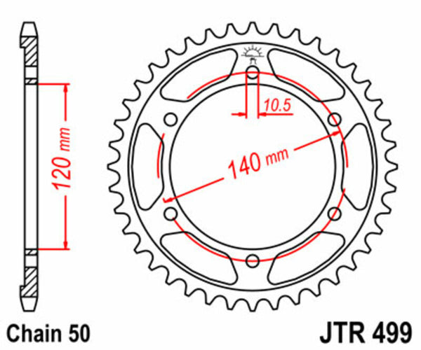 JT Sprock's Steel Standard Rear Sprock 499 - 530 JTR499.40