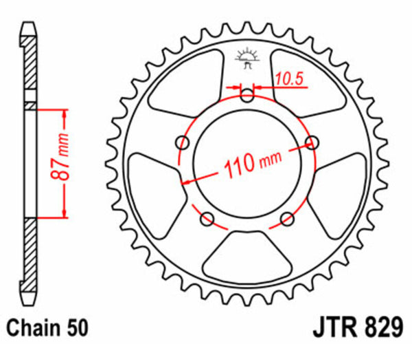 Standardní zadním sprockem JT Sprock 829 - 530 JTR829.44