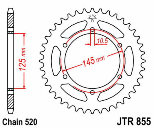 Standardní ocelový standard JT Sprock zadním Sprock 855 - 520 JTR855.47