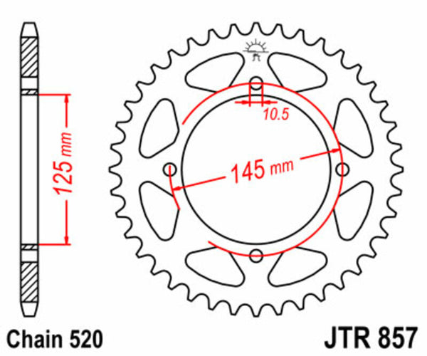 Standardní ocelový standard JT Sprock zadním Sprock 857 - 520 JTR857.46