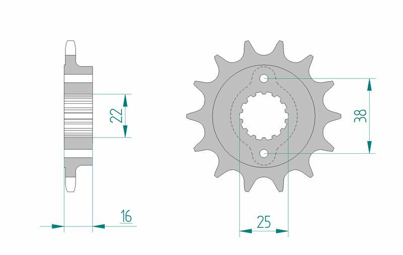 AFAM Steel Standard Framdrev 52610 - 520 för Ducati-motorcyklar. Hållbart stålframdrevsdesign med exakta mått för optimal prestanda.