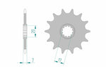 AFAM Steel Standard Front Sprocket 94107 - 415, kompatibelt med Aprilia RS 50 årsmodeller 1995-1998. Precisionsdesign för optimal kraftöverföring.