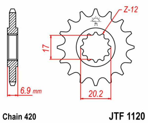Ocelové standardní přední řetězové kolo JT Sprock 1120 - 420 JTF1120.10