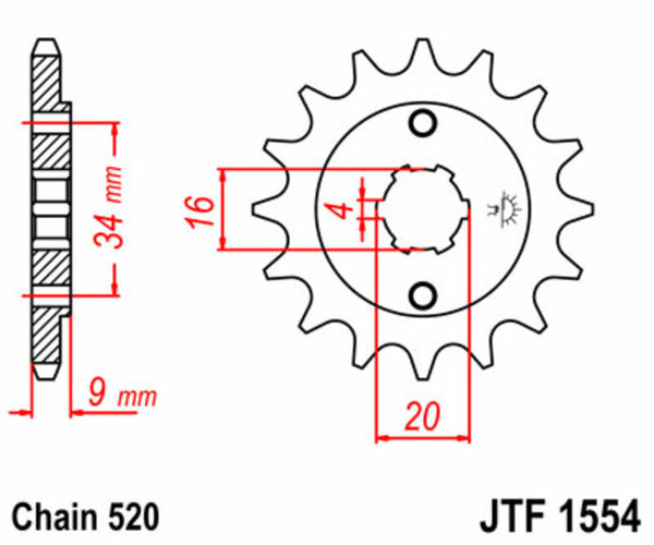 Ocelové standardní přední řetězové kolo JT Sprock 1554 - 520 JTF1554.12