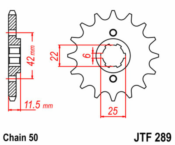 Ocelové standardní přední řetězec JT Sprock 289 - 530 JTF289.15