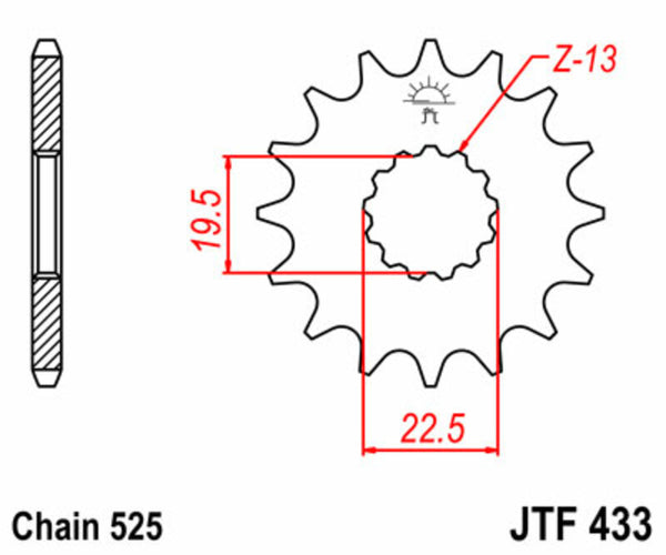 Ocelové standardní přední řetězové kolo JT Sprock 433 - 525 JTF433.14