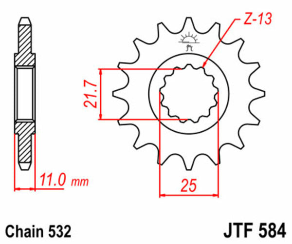 Ocelové standardní přední řetězové kolo JT Sprock 584 - 532 JTF584.17