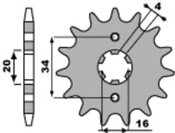 PBR Steel Standard Front Sprock 263 - 428 263 16 18nc