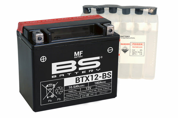 BS Battery Maintenance-Free Battery with Acid Pack - BTX12-BS 