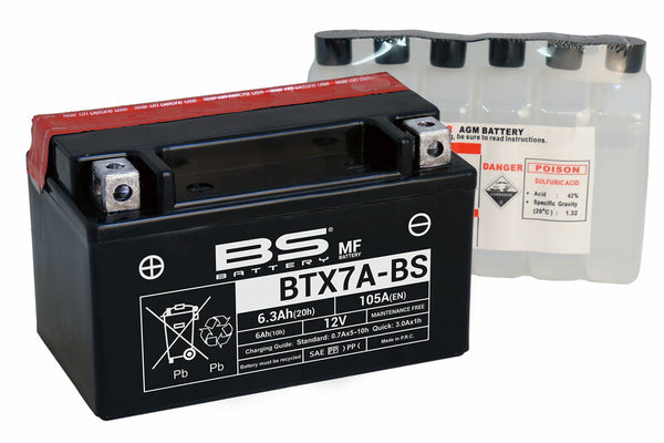 BS Battery Maintenance-Free Battery with Acid Pack - BTX7A-BS 