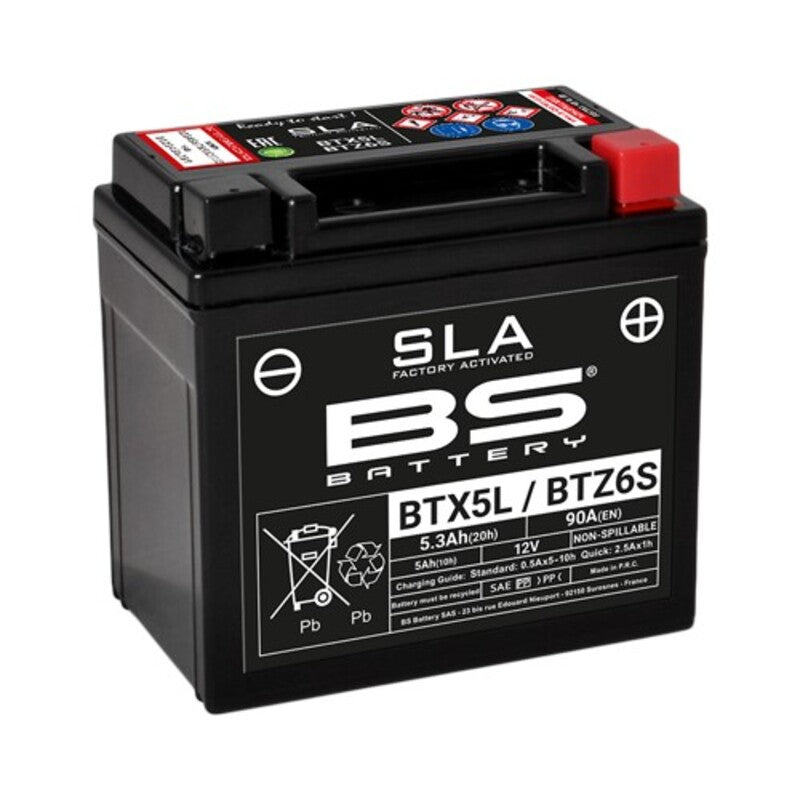 BS BATTERY SLA BATTERY MAINTENANCE FREE FACTORY ACTIVATED - BTX5L / BTZ6S