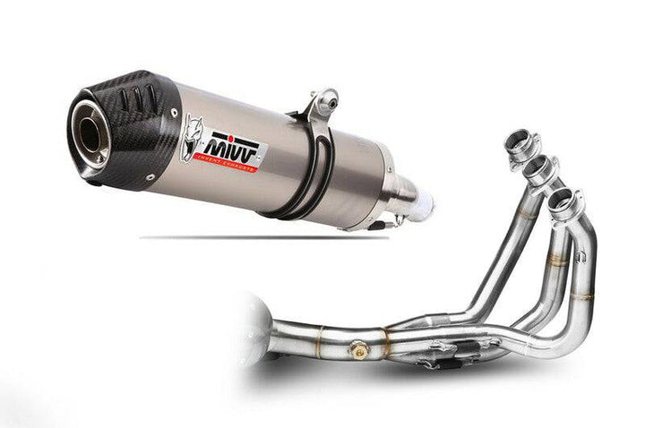 MIVV Oval Full Exhaust System - Yamaha MT-09 00.73.Y.042.L4C med titanljuddämpare och rostfria rör, perfekt för motorcykeltuning och prestanda.