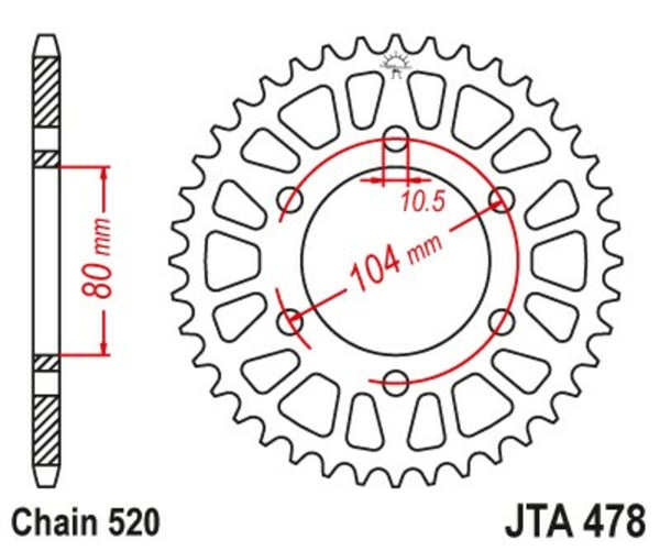 Hliníkové ultralehké samočistící zadní řetězec 478-520 JTA478.43BLK