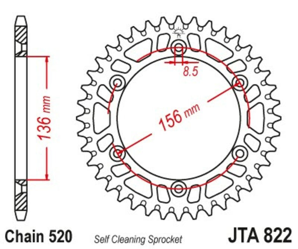 Aluminium Ultra Light Self-Lering Samocring Scraketle 822-520 JTA822.45BLK