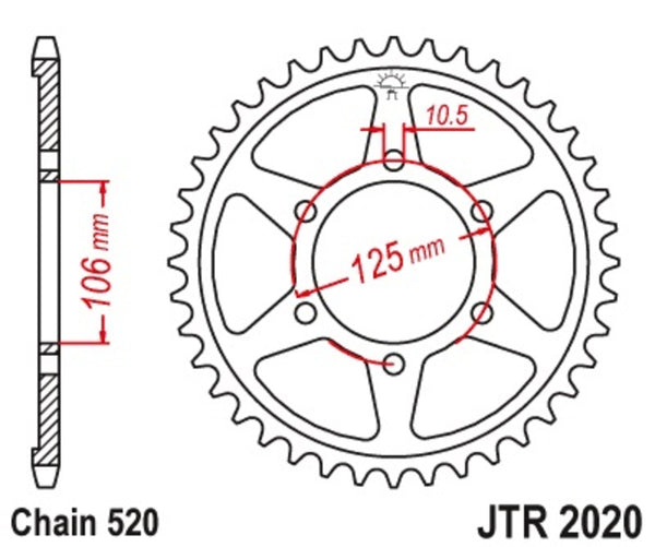 Standardní ocelář JT Sprock zadním Sprock 2020 - 520 JTR2020.41