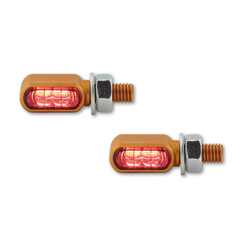 Highsider CNC LED 3in1 ocas, brzdové světlo, indikátor malý bronx, zlato, tónované, e-schválené, (pár) 254-2864