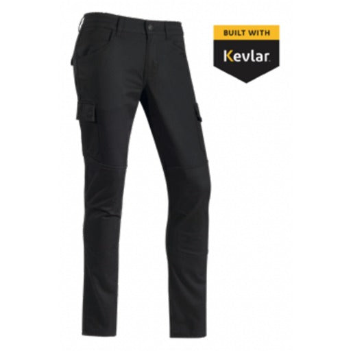 Seventy Kevlar Mc-Byxor SD-PC24 i svart med Kevlar-foder och CE-certifierat skydd. Perfekta MC-byxor för säkerhet och stil.