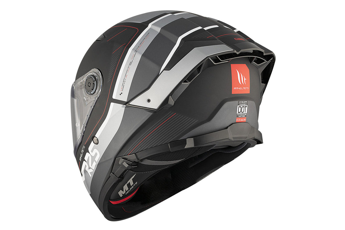 MT Helmets Integral Mc-Hjälm Thunder 4 SV R25 Svart bakifrån med futuristisk design och ventilationssystem.