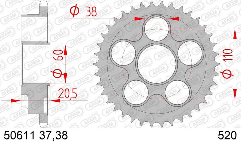 AFAM Steel Standardní zadním Sprock 50611 - 520