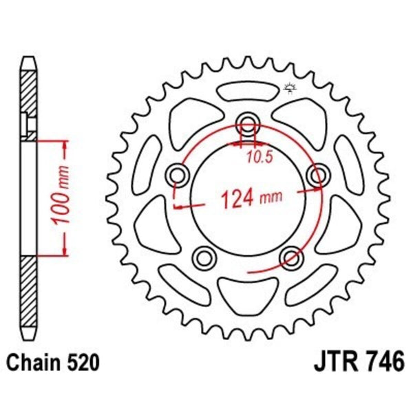 Standardní ocelový standard JT Sprock zadní Sprock 746 - 520 JTR746.46